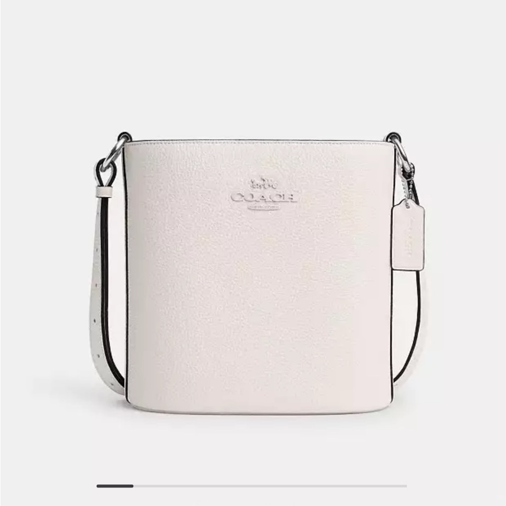 Coach White Crossbody Bag with Pebbled Leather and Adjustable Strap